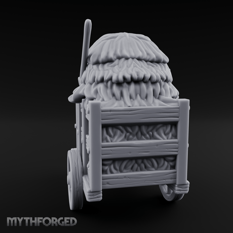 Pitch-Laden Hay Cart Miniature for Dungeons and Dragons, Pathfinder or other TTRPGs