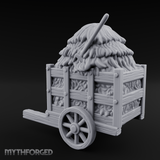 Pitch-Laden Hay Cart Miniature for Dungeons and Dragons, Pathfinder or other TTRPGs