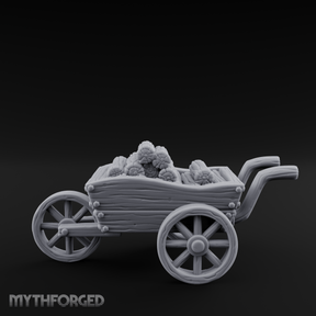 Log-Laden Merchant's Cart Miniature for Dungeons and Dragons, Pathfinder or other TTRPGs