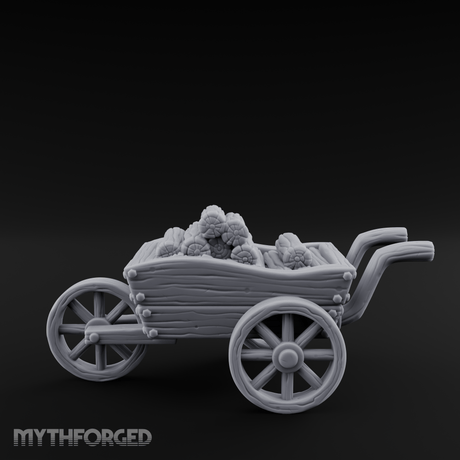 Log-Laden Merchant's Cart Miniature for Dungeons and Dragons, Pathfinder or other TTRPGs