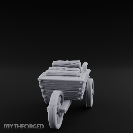 Log-Laden Merchant's Cart Miniature for Dungeons and Dragons, Pathfinder or other TTRPGs