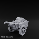 Log-Laden Merchant's Cart Miniature for Dungeons and Dragons, Pathfinder or other TTRPGs