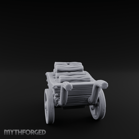 Log-Laden Merchant's Cart Miniature for Dungeons and Dragons, Pathfinder or other TTRPGs