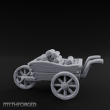 Log-Laden Merchant's Cart Miniature for Dungeons and Dragons, Pathfinder or other TTRPGs