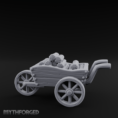 Log-Laden Merchant's Cart Miniature for Dungeons and Dragons, Pathfinder or other TTRPGs