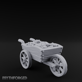 Overflowing Market Cart Miniature for Dungeons and Dragons, Pathfinder or other TTRPGs