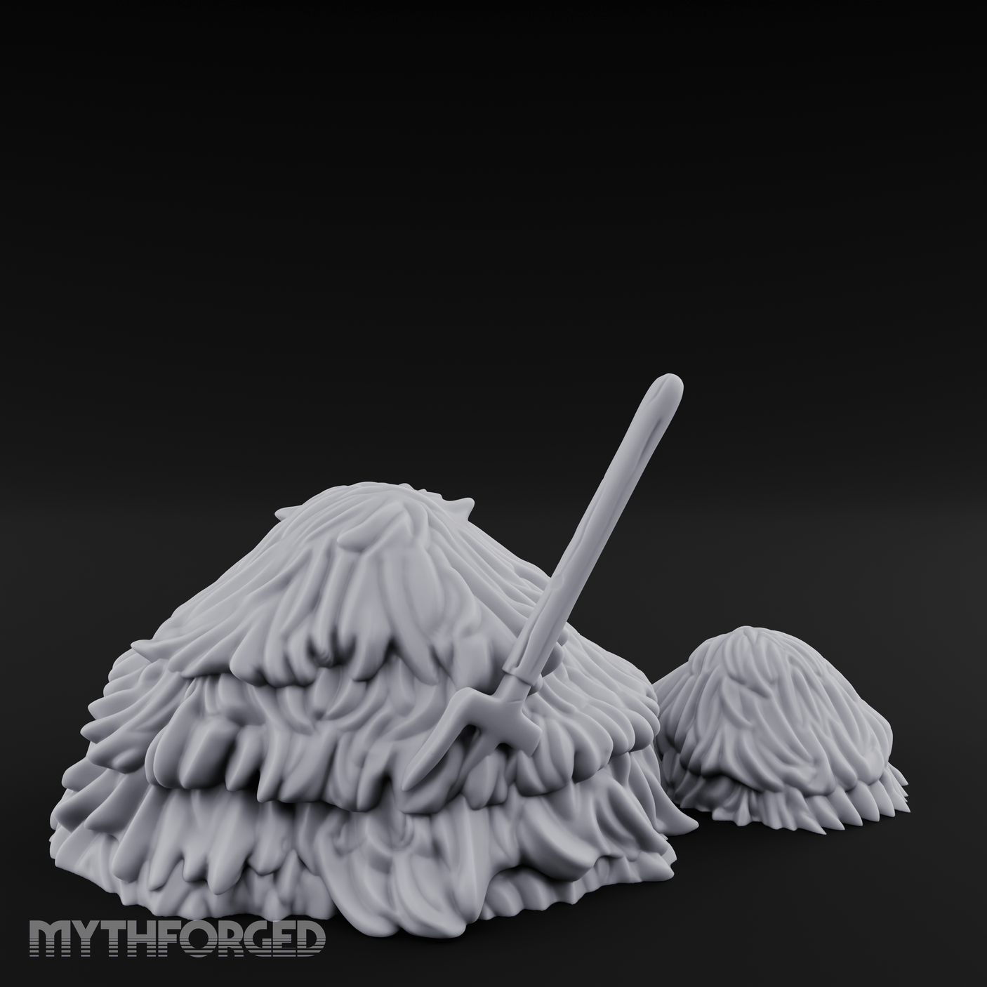 Pitchfork-Pierced Hay Pile Miniature for Dungeons and Dragons, Pathfinder or other TTRPGs