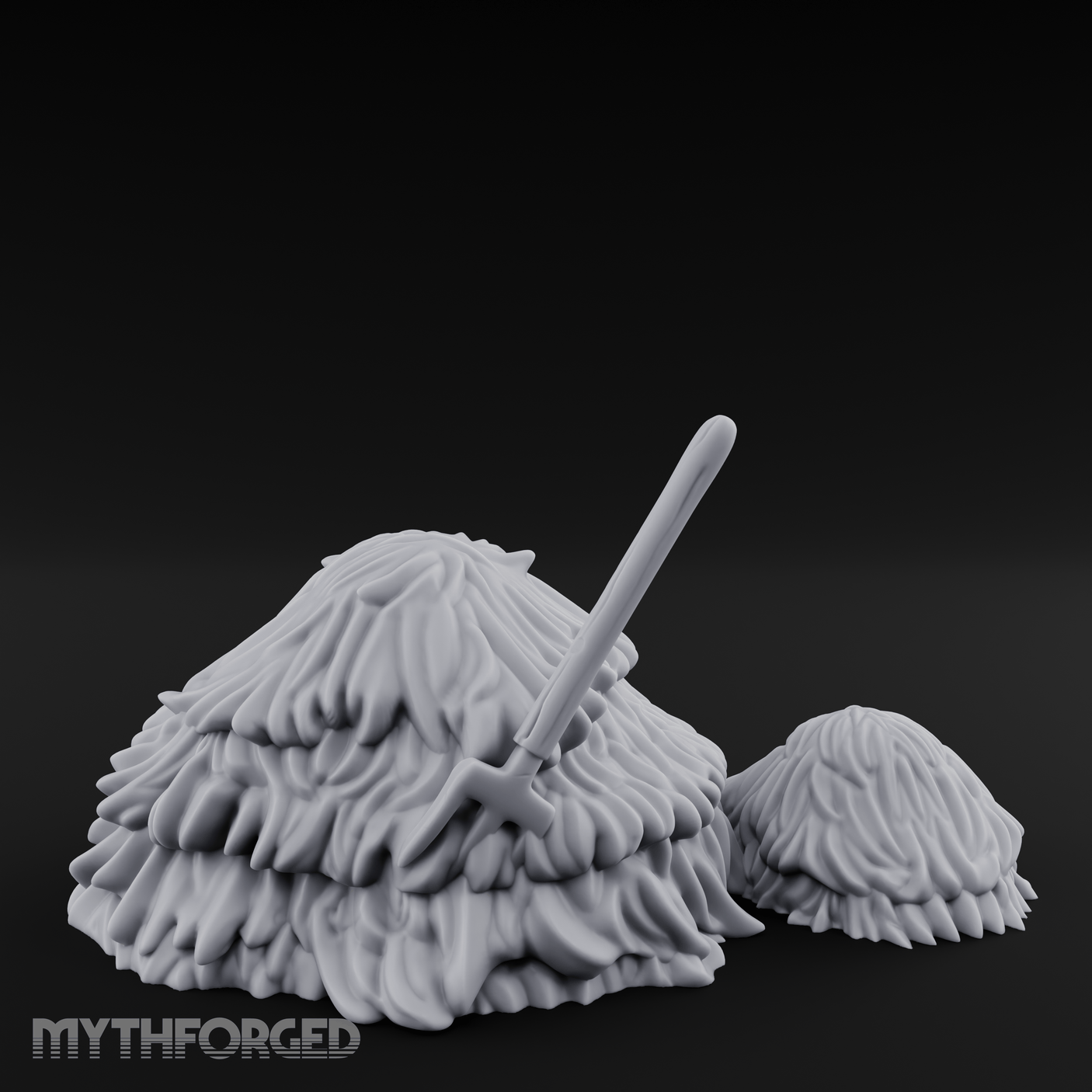 Pitchfork-Pierced Hay Pile Miniature for Dungeons and Dragons, Pathfinder or other TTRPGs