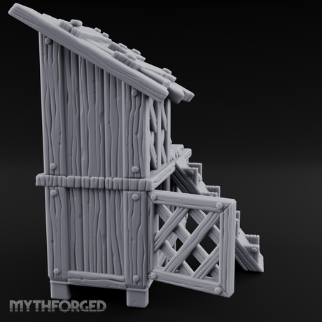 Roost-Topped Farmstead Hen House Miniature for Dungeons and Dragons, Pathfinder or other TTRPGs
