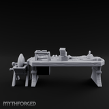 Cluttered-Surface Craftsman's Workbench Miniature for Dungeons and Dragons, Pathfinder or other TTRPGs
