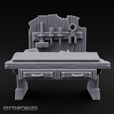 Tool-Hung Craftsman's Workbench Miniature for Dungeons and Dragons, Pathfinder or other TTRPGs