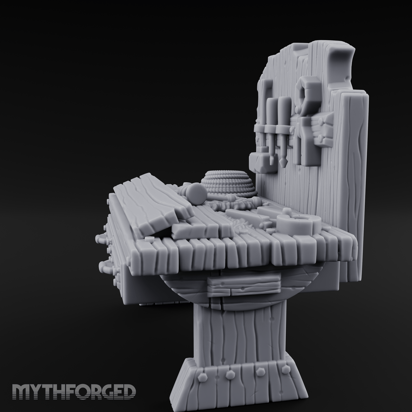 Tool-Hung Craftsman's Workbench Miniature for Dungeons and Dragons, Pathfinder or other TTRPGs
