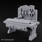 Tool-Hung Craftsman's Workbench Miniature for Dungeons and Dragons, Pathfinder or other TTRPGs