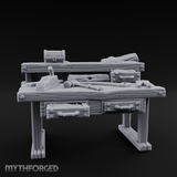 Supply-Laden Woodworker's Bench Miniature for Dungeons and Dragons, Pathfinder or other TTRPGs