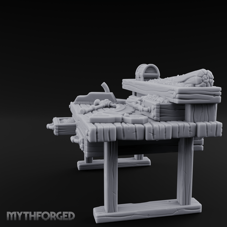 Supply-Laden Woodworker's Bench Miniature for Dungeons and Dragons, Pathfinder or other TTRPGs