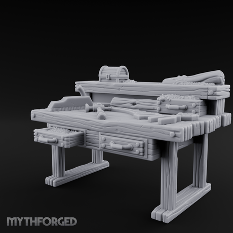 Supply-Laden Woodworker's Bench Miniature for Dungeons and Dragons, Pathfinder or other TTRPGs