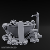 Rubbish Filled Bathtub Miniature for Dungeons and Dragons, Pathfinder or other TTRPGs