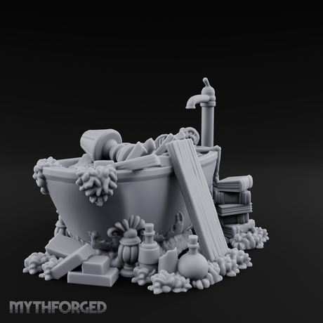 Rubbish Filled Bathtub Miniature for Dungeons and Dragons, Pathfinder or other TTRPGs