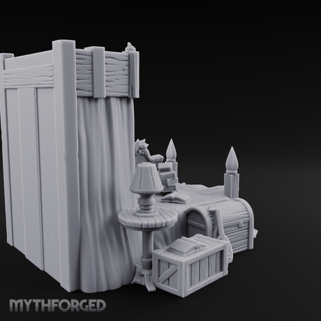 Canopy-Framed Cluttered Noble Bed Miniature for Dungeons and Dragons, Pathfinder or other TTRPGs
