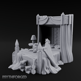 Canopy-Framed Cluttered Noble Bed Miniature for Dungeons and Dragons, Pathfinder or other TTRPGs