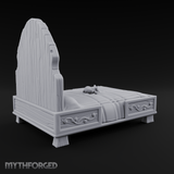 Scrollwork-Framed Noble Bed Miniature for Dungeons and Dragons, Pathfinder or other TTRPGs