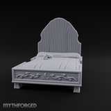 Scrollwork-Framed Noble Bed Miniature for Dungeons and Dragons, Pathfinder or other TTRPGs