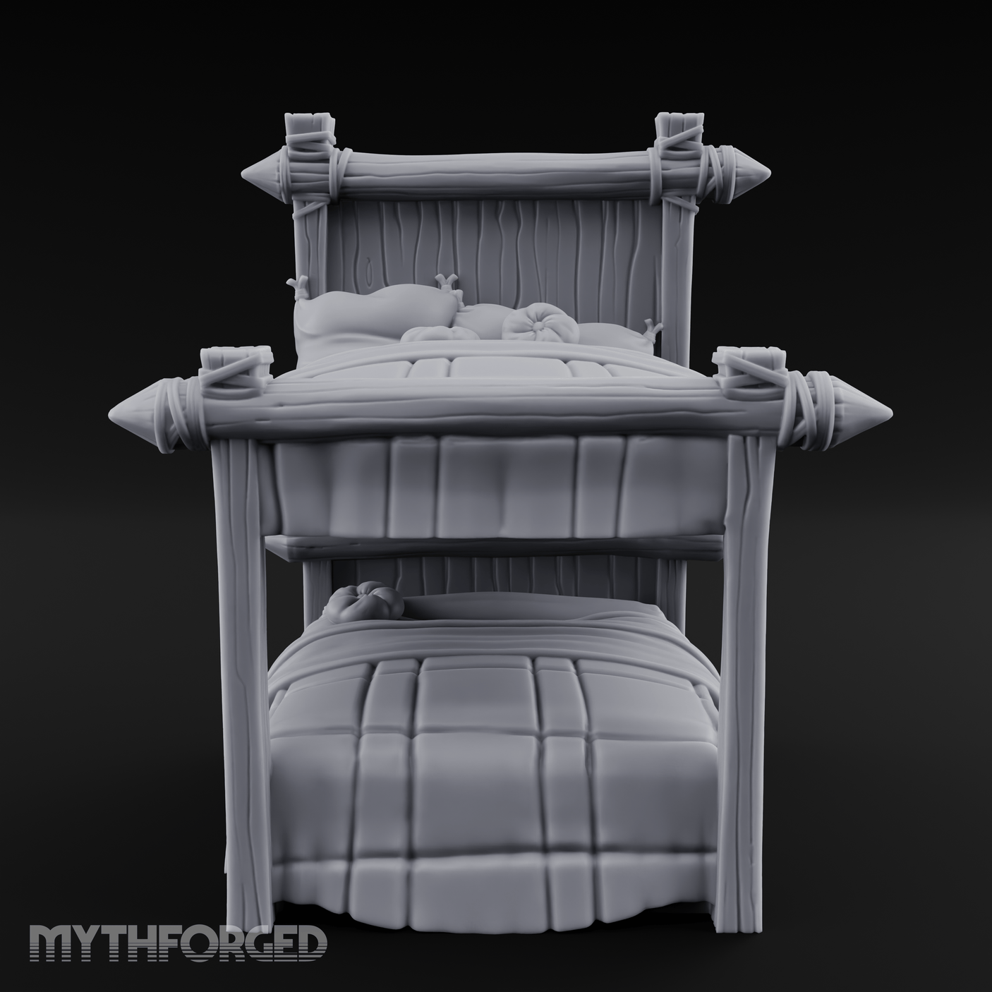 Brass-Finial Bunkbed Miniature for Dungeons and Dragons, Pathfinder or other TTRPGs