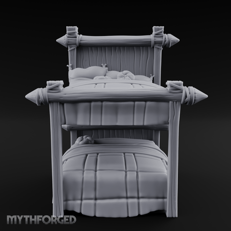 Brass-Finial Bunkbed Miniature for Dungeons and Dragons, Pathfinder or other TTRPGs