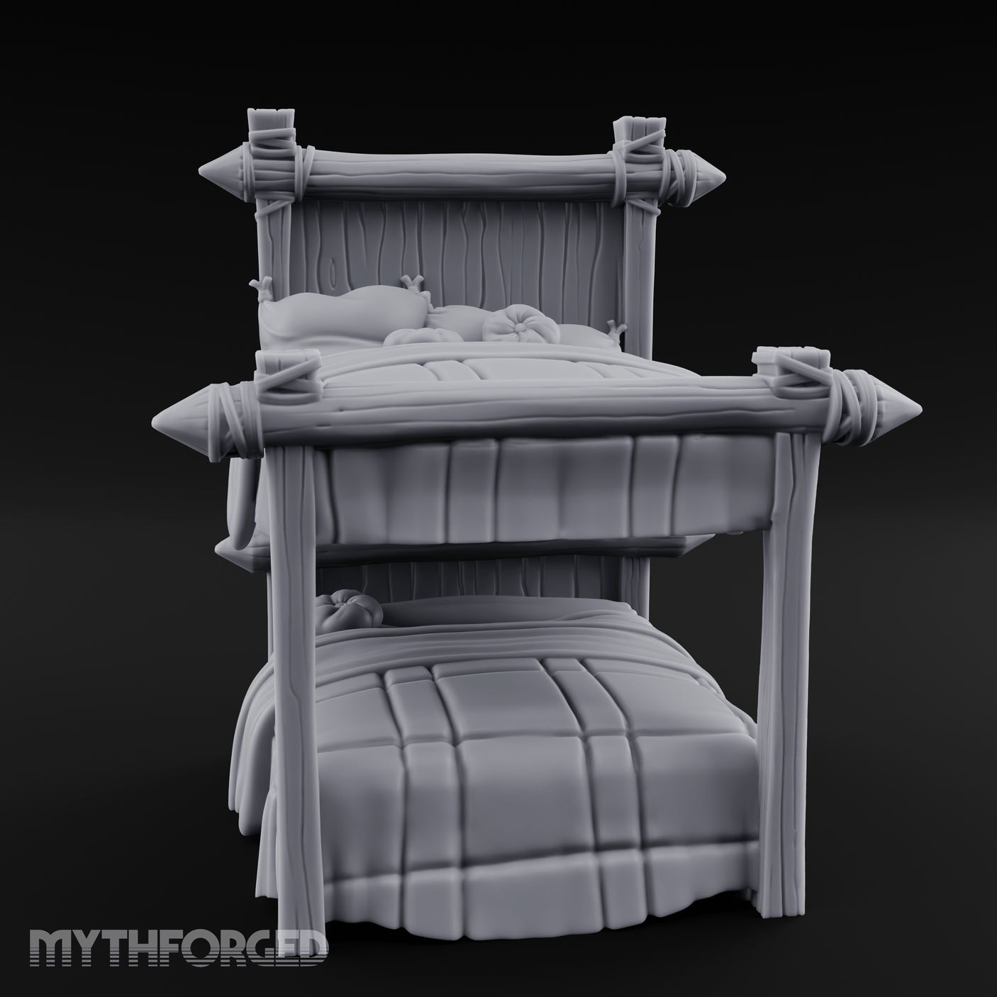 Brass-Finial Bunkbed Miniature for Dungeons and Dragons, Pathfinder or other TTRPGs