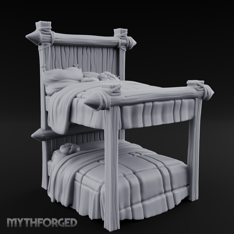 Brass-Finial Bunkbed Miniature for Dungeons and Dragons, Pathfinder or other TTRPGs
