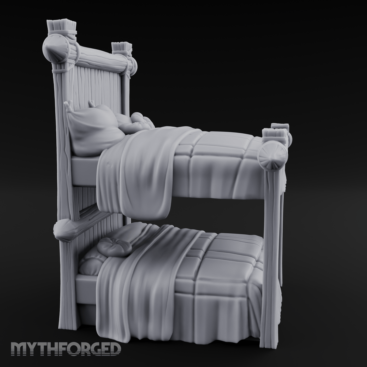Brass-Finial Bunkbed Miniature for Dungeons and Dragons, Pathfinder or other TTRPGs
