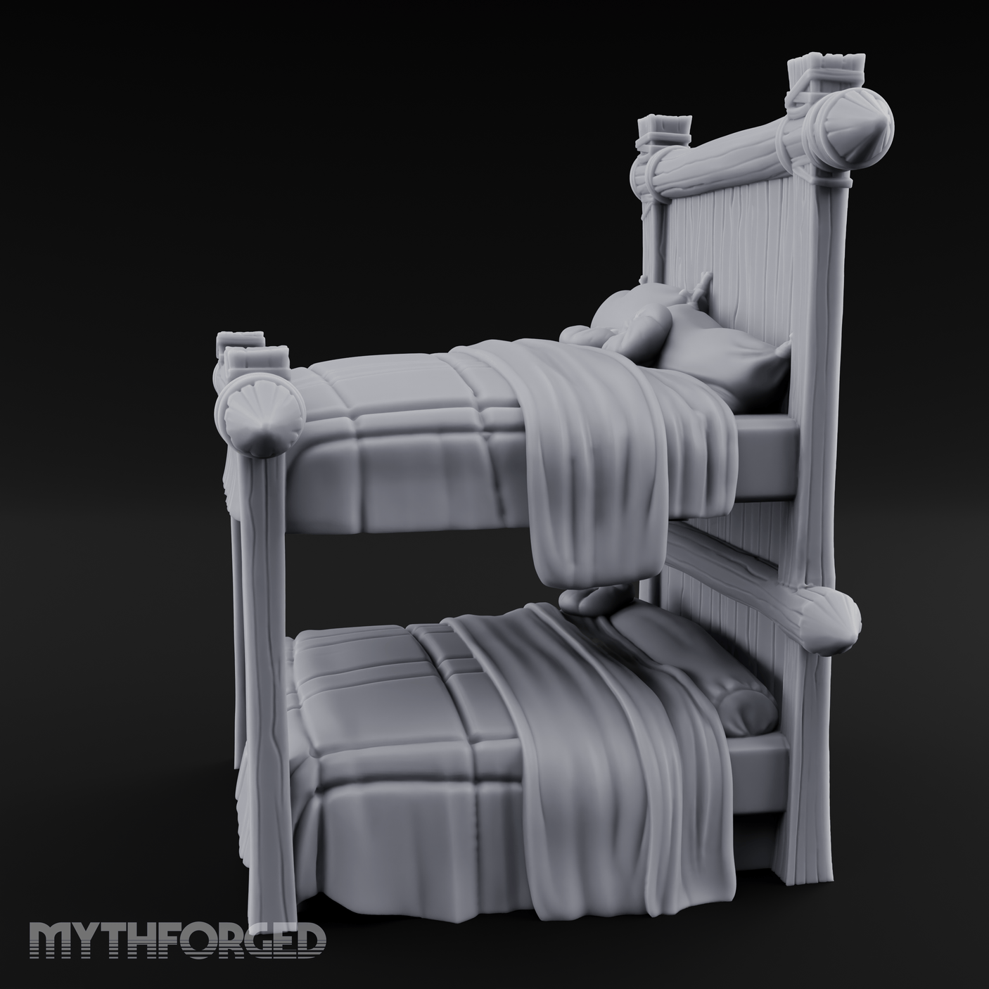 Brass-Finial Bunkbed Miniature for Dungeons and Dragons, Pathfinder or other TTRPGs