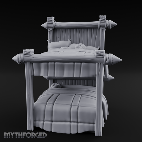 Brass-Finial Bunkbed Miniature for Dungeons and Dragons, Pathfinder or other TTRPGs