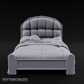 Quilted Tavern Bed Miniature for Dungeons and Dragons, Pathfinder or other TTRPGs