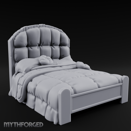 Quilted Tavern Bed Miniature for Dungeons and Dragons, Pathfinder or other TTRPGs