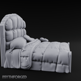 Quilted Tavern Bed Miniature for Dungeons and Dragons, Pathfinder or other TTRPGs