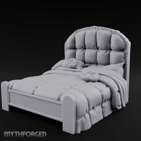 Quilted Tavern Bed Miniature for Dungeons and Dragons, Pathfinder or other TTRPGs