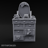 Linen-Stacked Bedroom Dresser Miniature for Dungeons and Dragons, Pathfinder or other TTRPGs