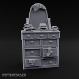 Linen-Stacked Bedroom Dresser Miniature for Dungeons and Dragons, Pathfinder or other TTRPGs
