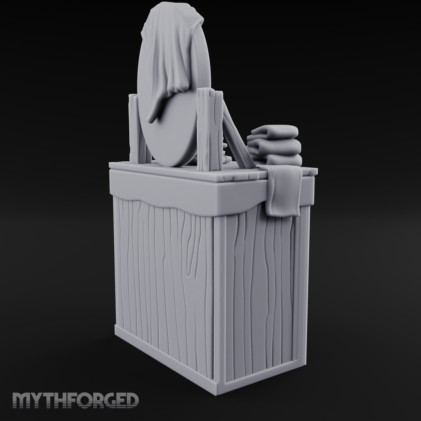 Linen-Stacked Bedroom Dresser Miniature for Dungeons and Dragons, Pathfinder or other TTRPGs