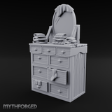 Linen-Stacked Bedroom Dresser Miniature for Dungeons and Dragons, Pathfinder or other TTRPGs