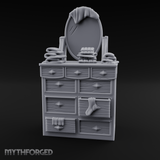 Linen-Stacked Bedroom Dresser Miniature for Dungeons and Dragons, Pathfinder or other TTRPGs