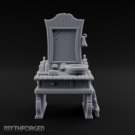 Mirror-Topped Vanity Dresser Miniature for Dungeons and Dragons, Pathfinder or other TTRPGs