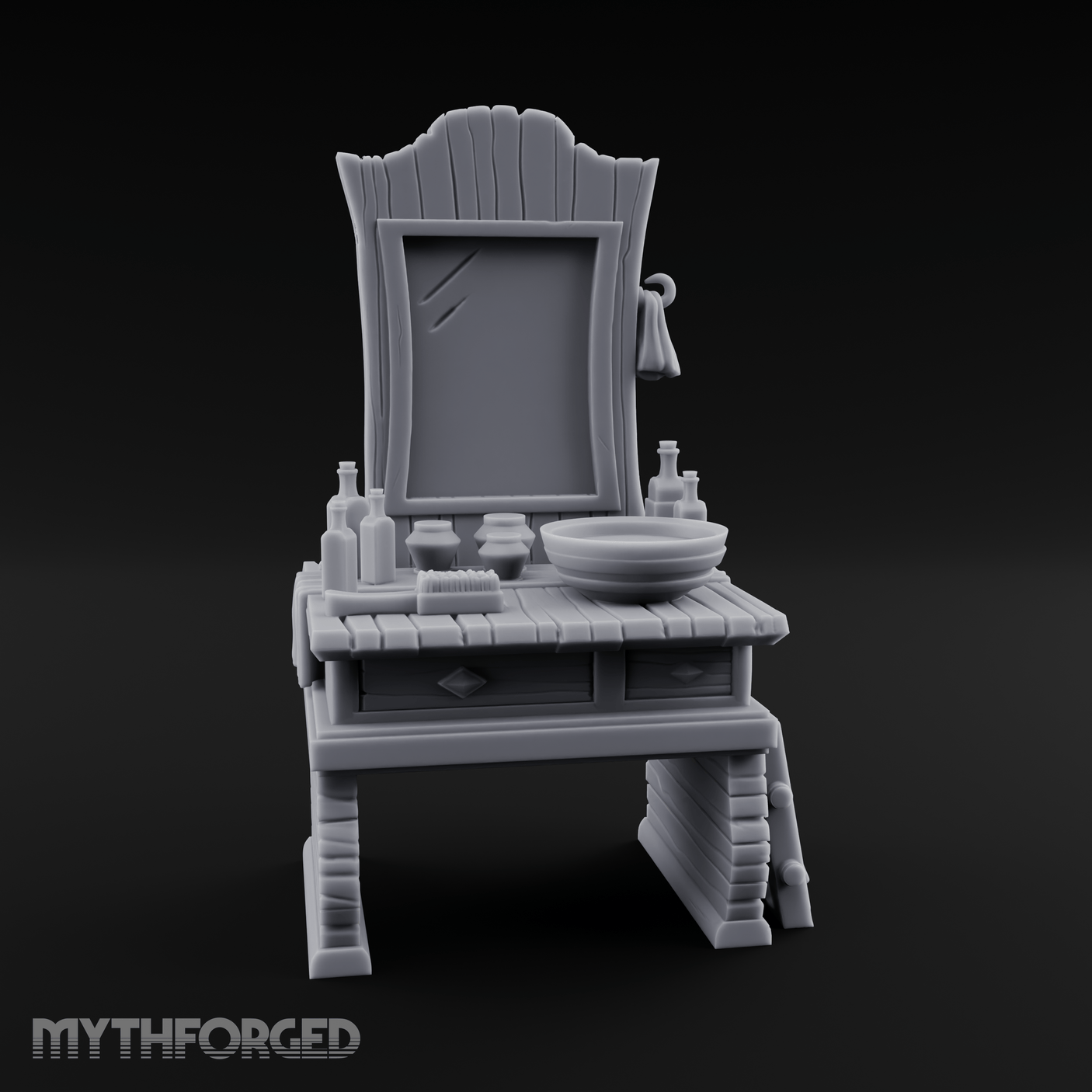 Mirror-Topped Vanity Dresser Miniature for Dungeons and Dragons, Pathfinder or other TTRPGs