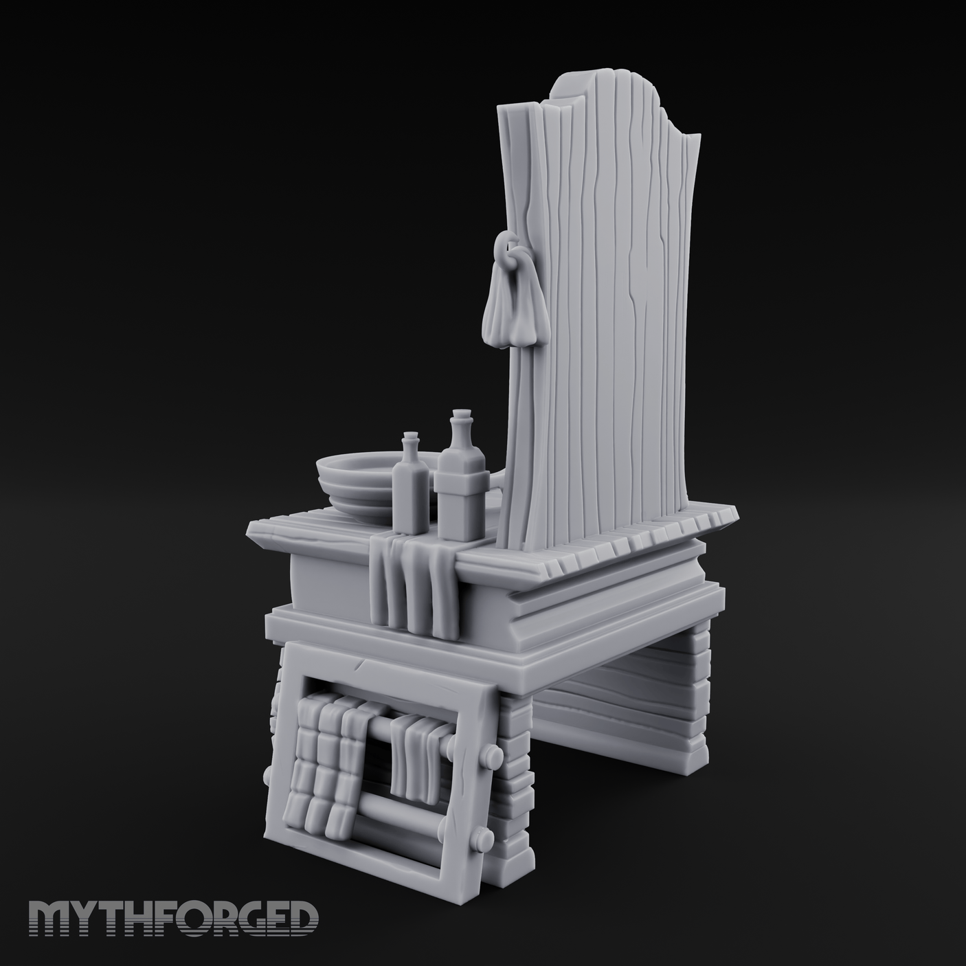 Mirror-Topped Vanity Dresser Miniature for Dungeons and Dragons, Pathfinder or other TTRPGs