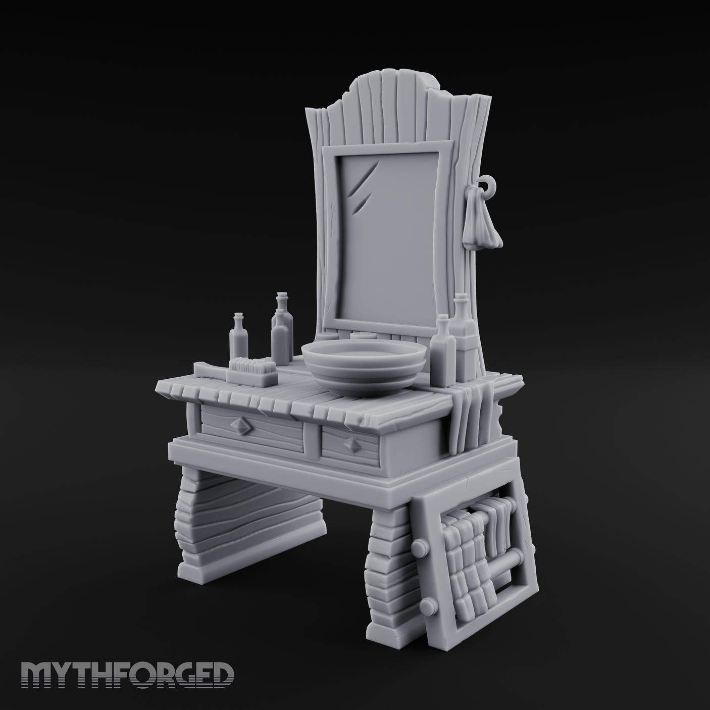 Mirror-Topped Vanity Dresser Miniature for Dungeons and Dragons, Pathfinder or other TTRPGs