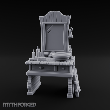 Mirror-Topped Vanity Dresser Miniature for Dungeons and Dragons, Pathfinder or other TTRPGs