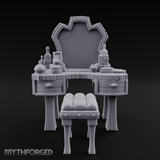 Mirror-Backed Vanity Dresser Miniature for Dungeons and Dragons, Pathfinder or other TTRPGs
