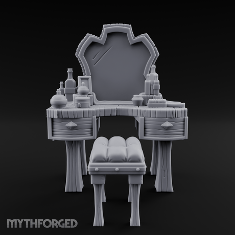 Mirror-Backed Vanity Dresser Miniature for Dungeons and Dragons, Pathfinder or other TTRPGs