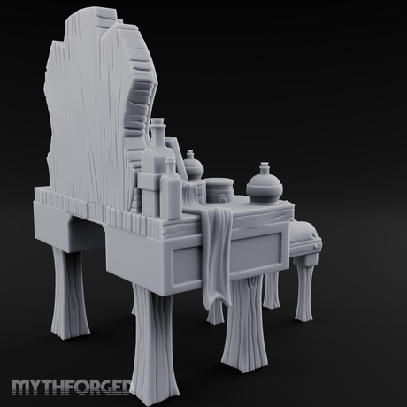 Mirror-Backed Vanity Dresser Miniature for Dungeons and Dragons, Pathfinder or other TTRPGs